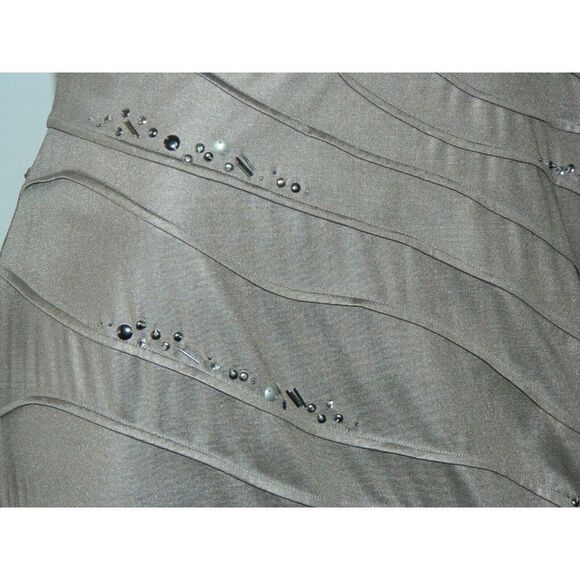 TADASHI SHOJI Dress Bronze Brown Metallic Sequins Beaded Metallic Size X-Large - Picture 5 of 10